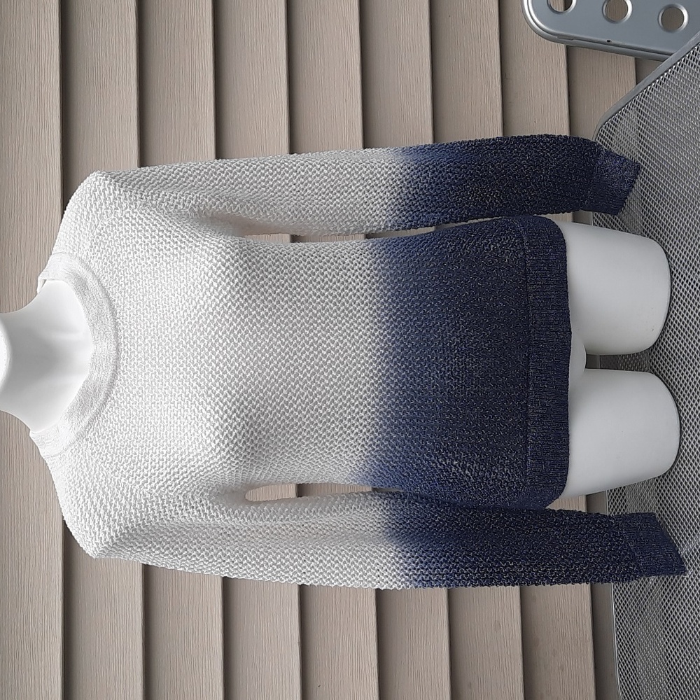 SWTR Womens Ombre  Open Knit Sweater Navy Blue White Size S